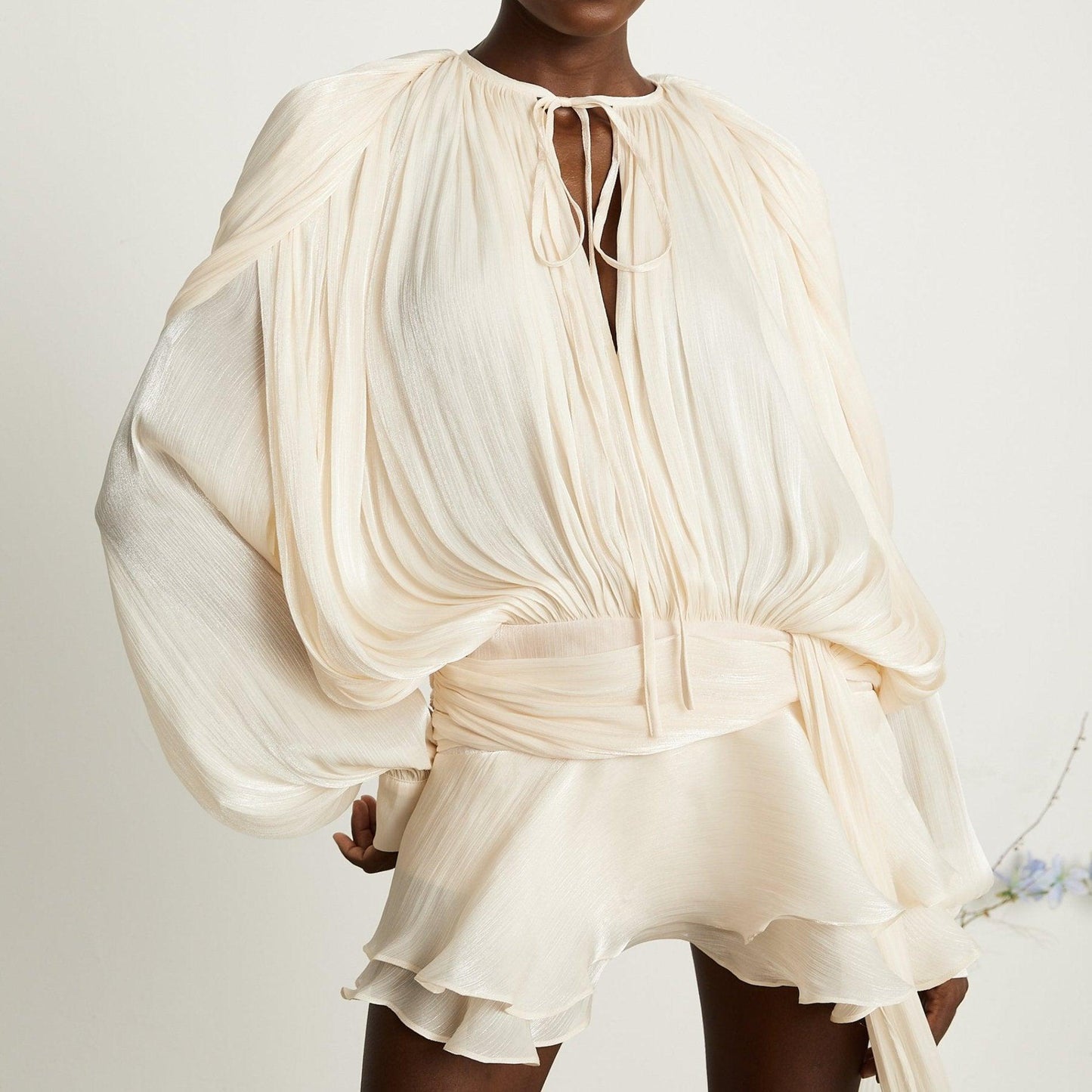 TARO | Pleated Ruffled Mini Dress