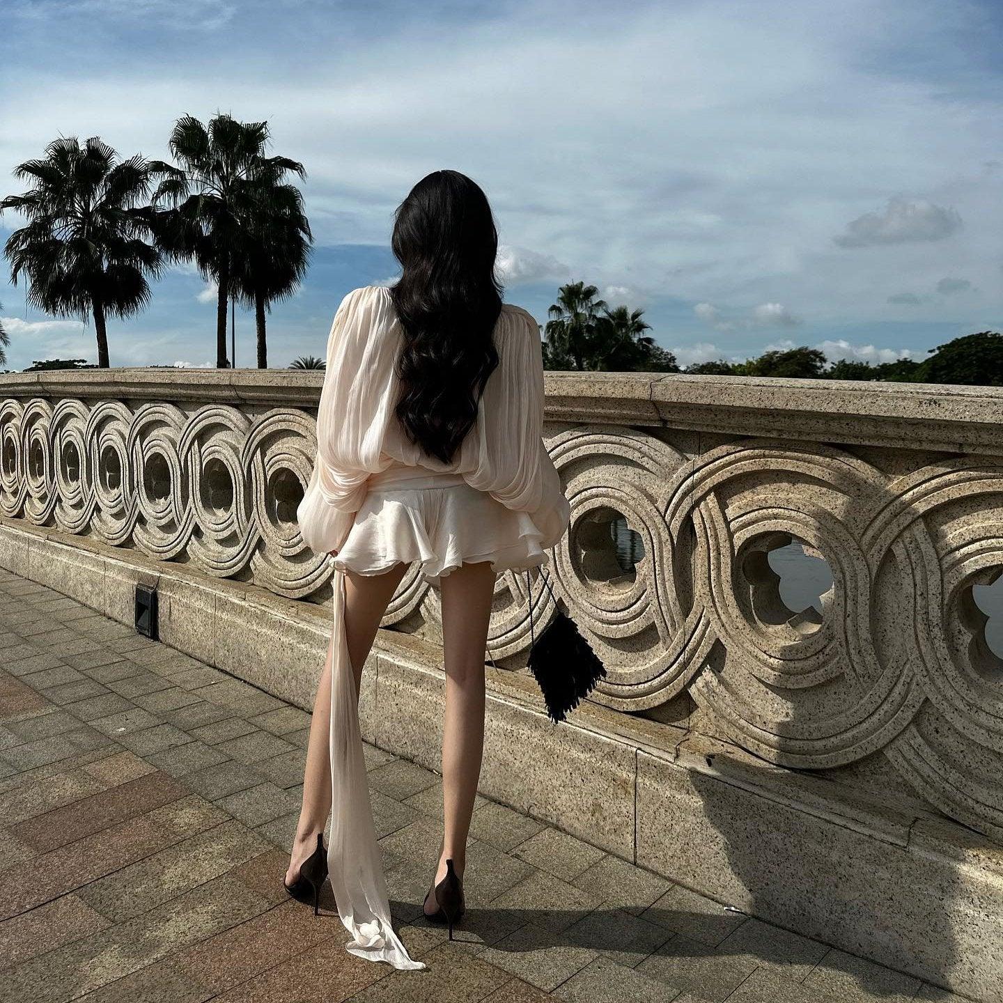 TARO | Pleated Ruffled Mini Dress
