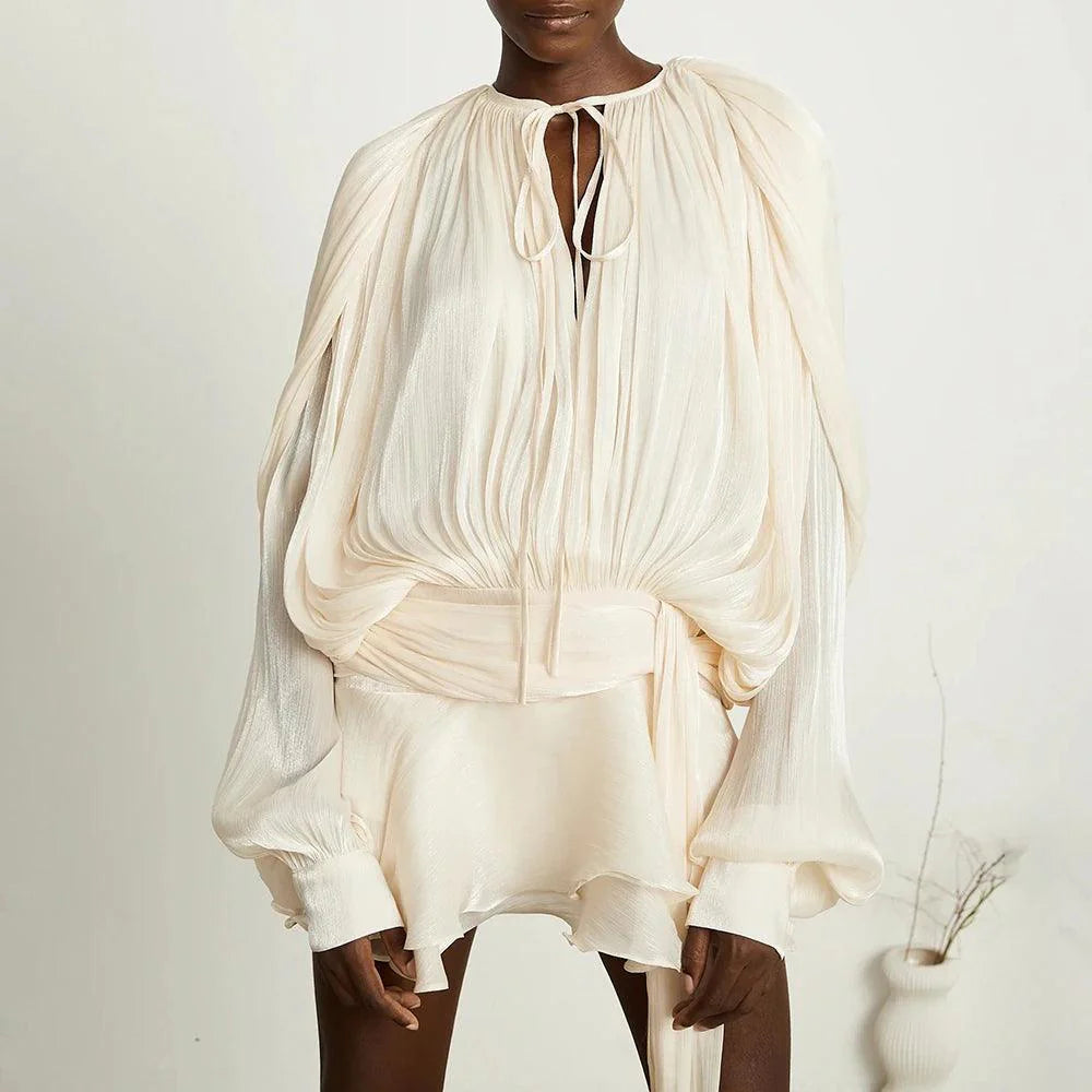 TARO | Pleated Ruffled Mini Dress