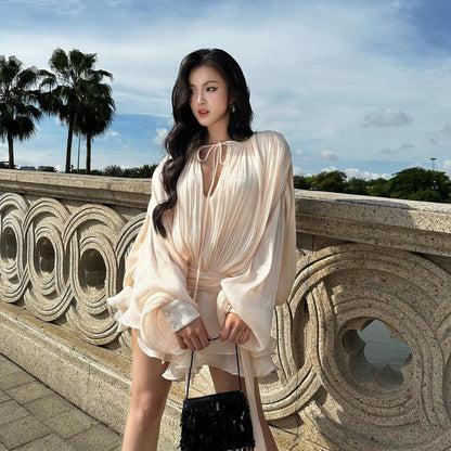 TARO |  Pleated Ruffled Mini Dress