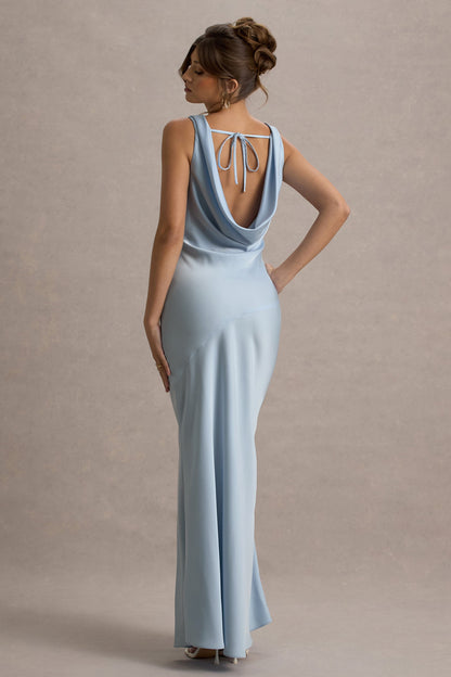 Alesso | Powder Blue Satin Cowl-Neck Maxi Dress